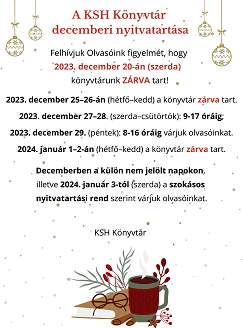 A KSH Könyvtár decemberi nyitvatartása